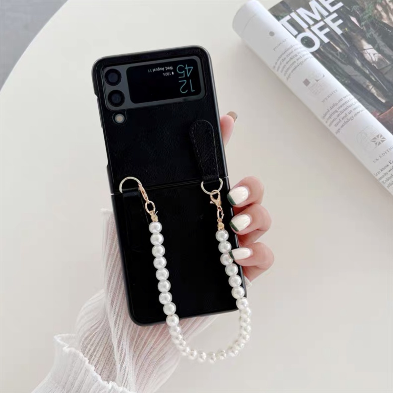 Bao Da Điện Thoại PU Dạng Gập Chống Sốc Có Dây Xích Cho Samsung Galaxy Z Flip 3 Flip1/2