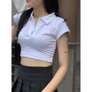 Polocroptop-áo dáng lửng có cổ