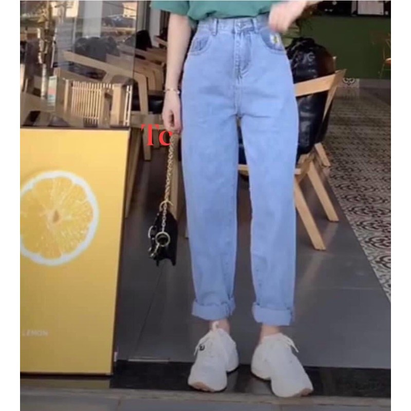 [ Mã FAMAYWA giảm 10K đơn 50K] quần baggy bò thêu hoa cúc túi