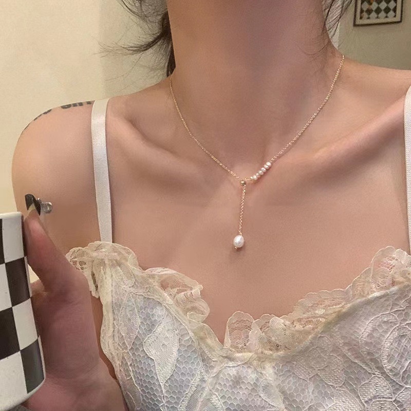 Vòng cổ AHELLOGIRL kiểu ngọc trai điều chỉnh được thời trang 2022