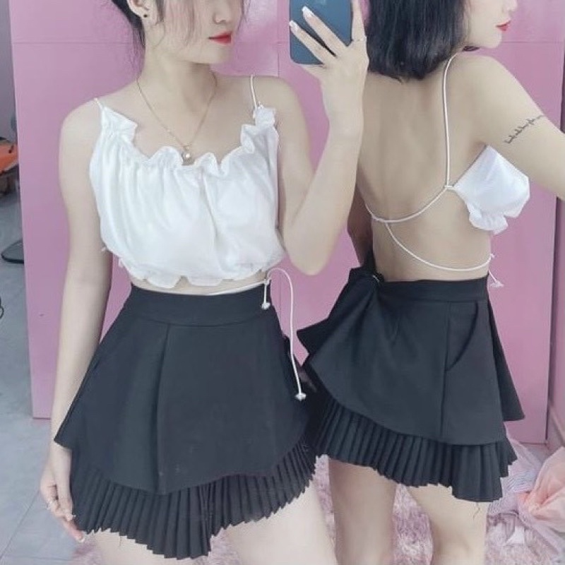 Áo kiểu ỐNG CROPTOP CỘT DÂY SAU HỞ LƯNG CÓ LÓT NGỰC