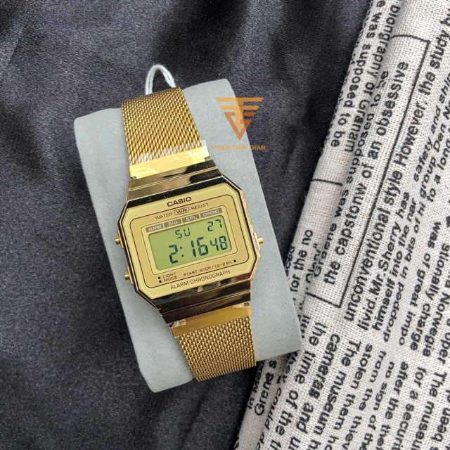 Đồng hồ nam nữ Vintage Casio A700MWG-9A - Kích thước vỏ : 37,4×35,5×6mm
