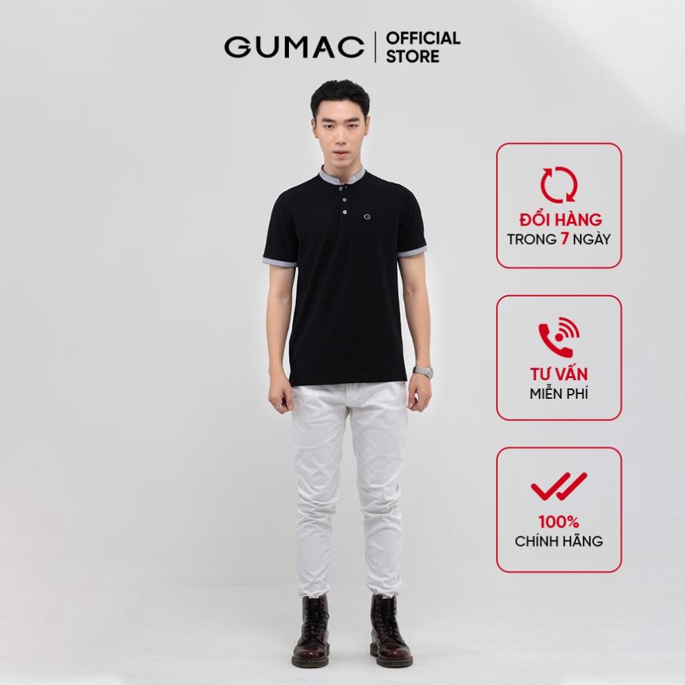 SALE Áo thun polo nam GUMAC cổ trụ bo sọc, lịch lãm phong cách basic ATNB399