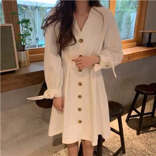 [ORDER] Váy tay nơ cúc dọc