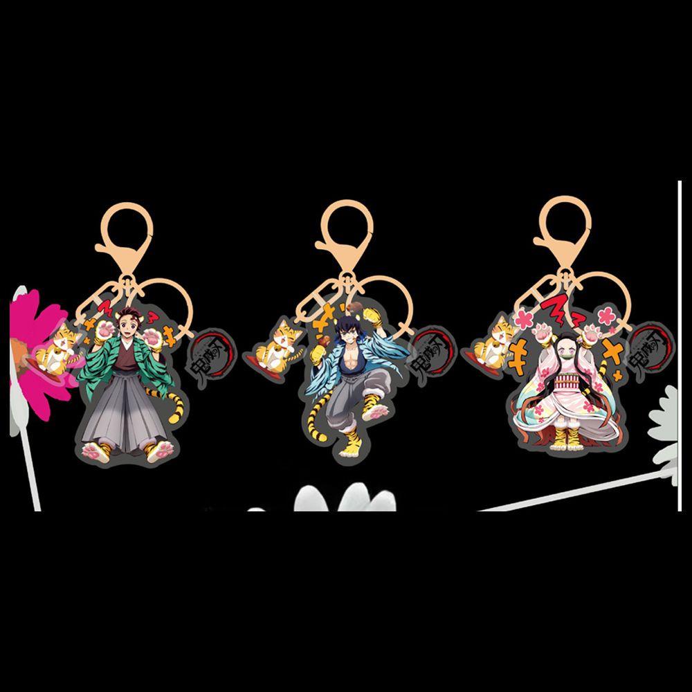 QUENTIN Cute Demon Tanjirou Keychain Birthday Gift Key Chains Demon Slayer Keyring Rengoku Kamado Nezuko Gift Car Accessories Cartoon Anime Children Jewelry Collections Acrylic Pendant