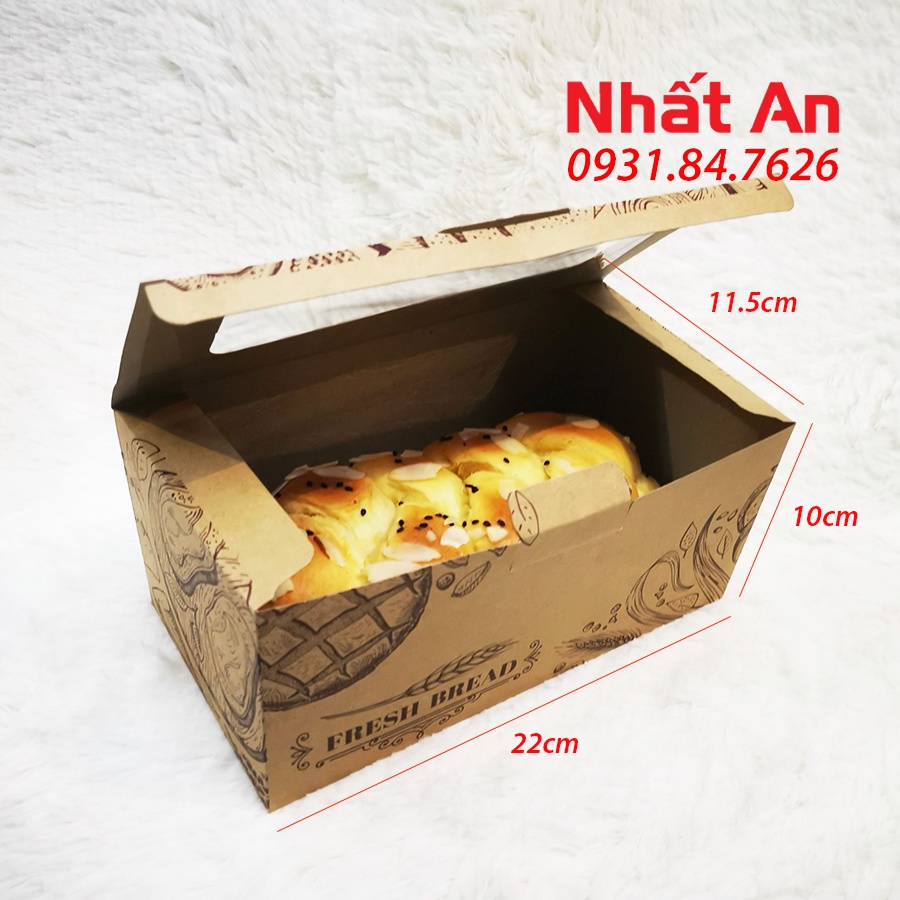 Hộp kraft chữ nhật đựng bánh - Set 10 cái