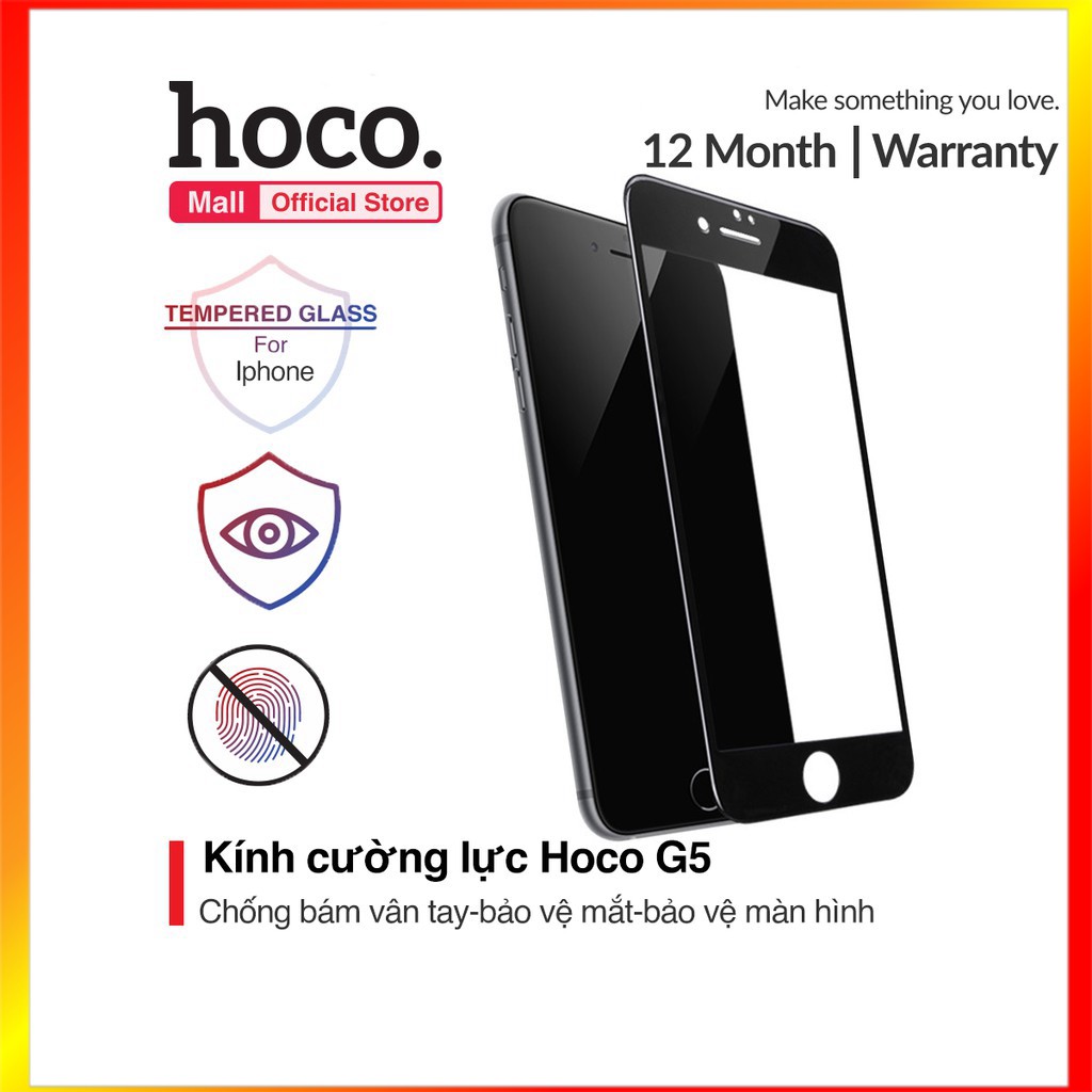 Kính cường lực Hoco G5, chống bám vân tay, bảo vệ mắt, độ cứng 2.5D, dành cho iP
