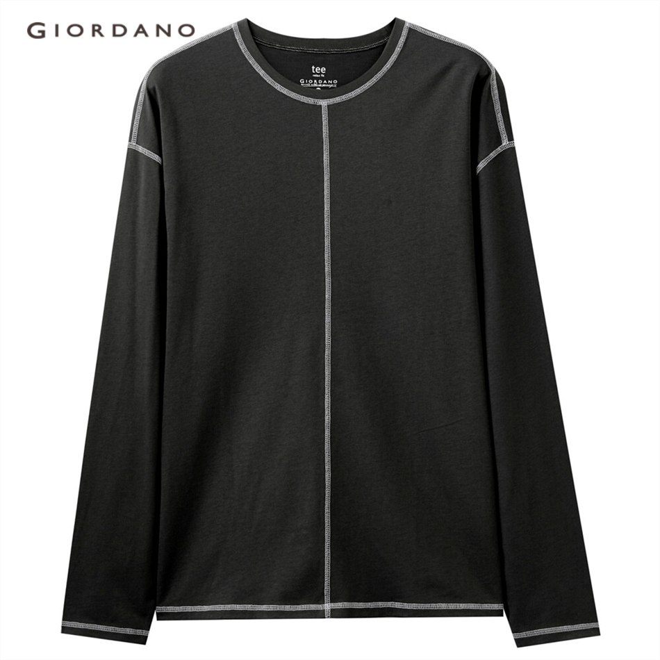 Áo Thun GIORDANO 01020805 Vải Cotton Đường May Phẳng Cổ Tròn Dài Tay Thời Trang Cho Nam | BigBuy360 - bigbuy360.vn