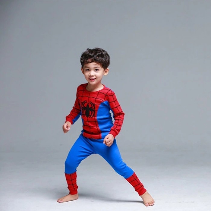 Set đồ ngủ có áo tay dài + quần dài hình anh hùng dành cho bé