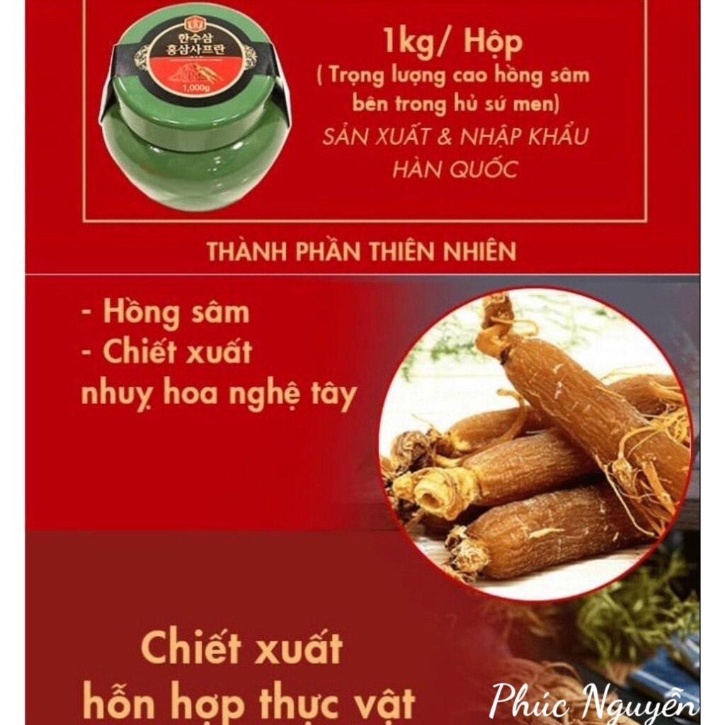 Cao Hồng Sâm Nhụy Hoa Nghệ Tây Hansusam Red Ginseng Saffron (Hũ 1kg)