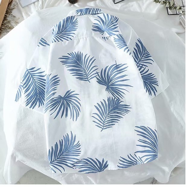 Áo sơ mi nam ngắn tay họa tiết lá cọ, thích hợp du lịch đi biển, hàng nhập Quảng Châu | BigBuy360 - bigbuy360.vn