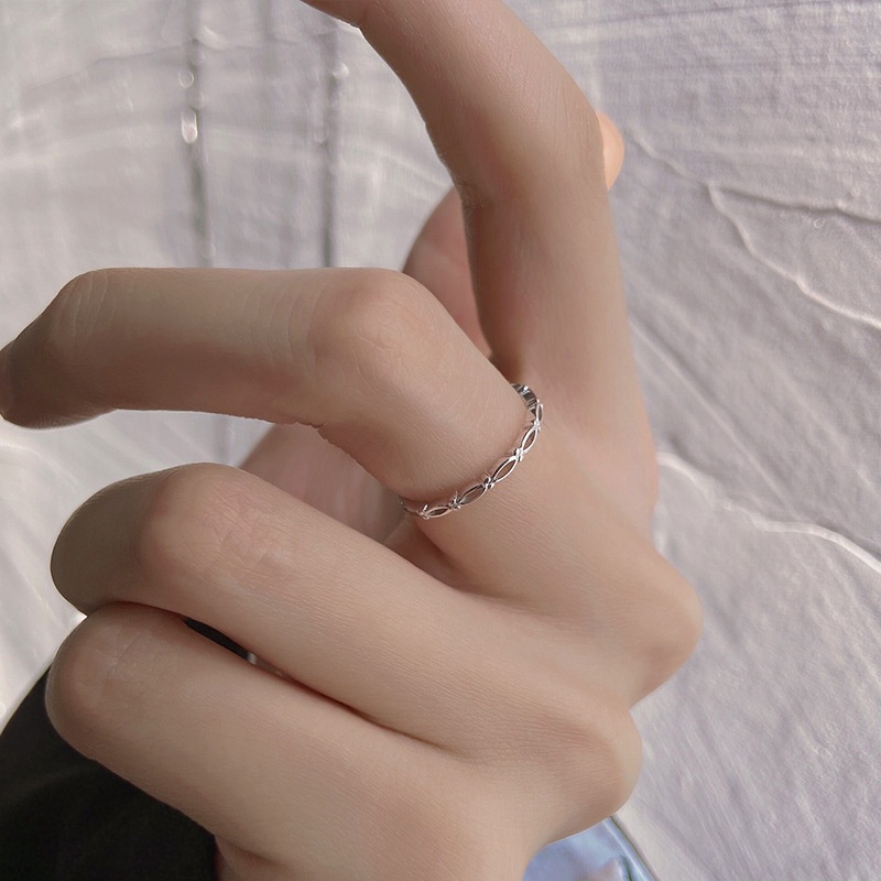 Nhẫn Hở Mạ Bạc 925 Kiểu Dáng Hình Học Thanh Lịch Thời Trang