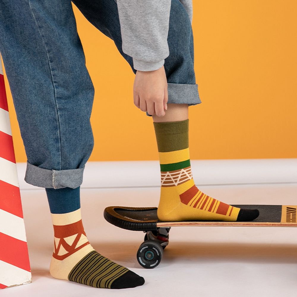 Vớ thể thao cotton mềm mại thấm hút mồ hôi họa tiết hình học đơn giản cho nam