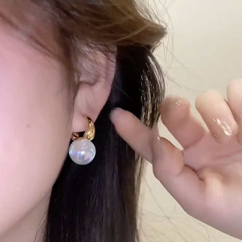 Bông Tai Mạ Bạc 925 Đính Ngọc Trai Đơn Giản Phong Cách Hàn Quốc