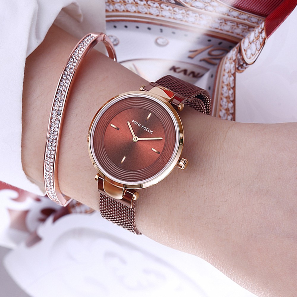 Đồng hồ nữ MINI FOCUS MF195 dây titanium siêu mỏng case 34mm chống nước 3ATM | BigBuy360 - bigbuy360.vn