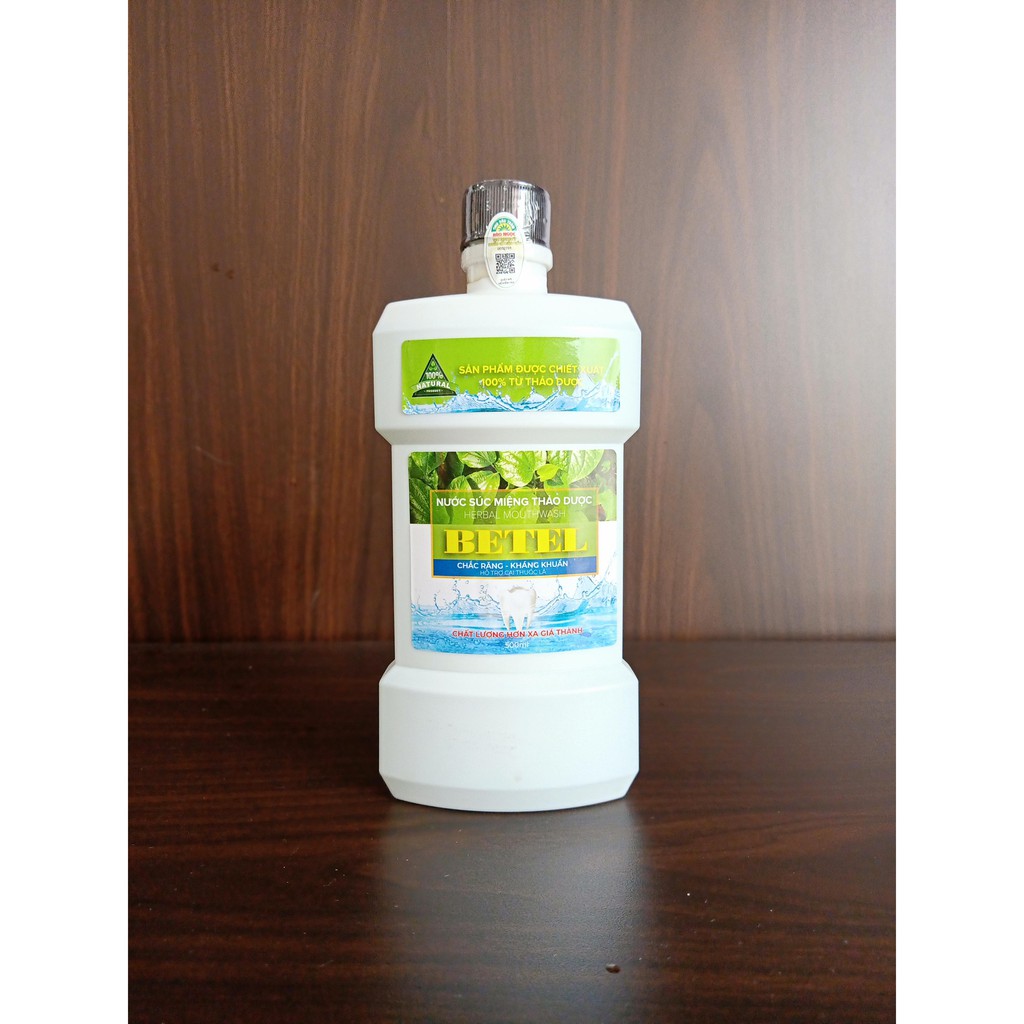 Nước súc miệng thảo dược Betel 500ml, vị trầu không - ngừa sâu răng, trị hôi miệng, hỗ trợ cai thuốc lá