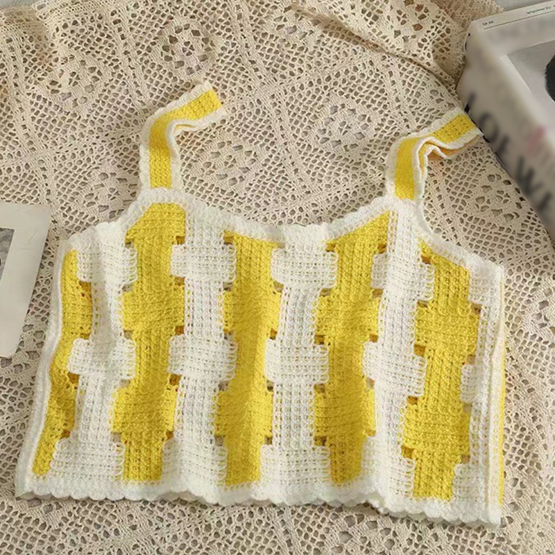 Áo Tank Top Dệt Kim Không Tay Thêu Hoa Thời Trang Ngọt Ngào Dành Cho Nữ