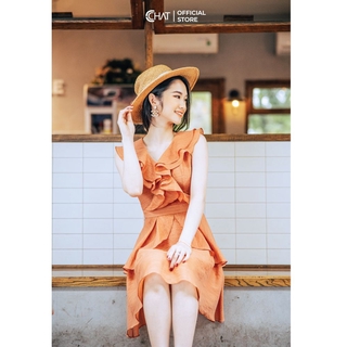 Váy cổ tim bèo đổ 3 tầng CCHAT