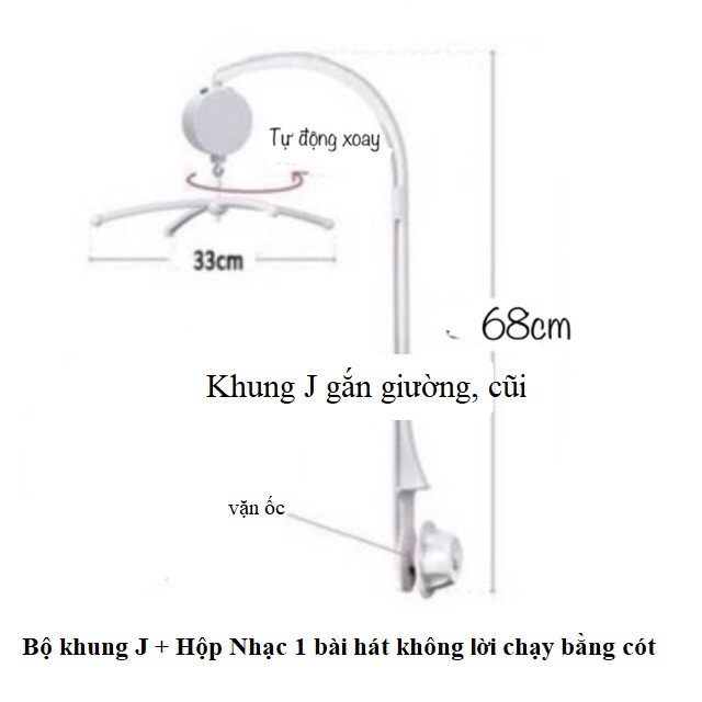 [♂Freeshipxtra+ TẶNG KHUNG CHỮ THẬP♂] Treo Nôi Đen Trắng - Kích Thích Thị giác Trẻ Sơ Sinh Bộ Khung J Hộp Nhạc Cót