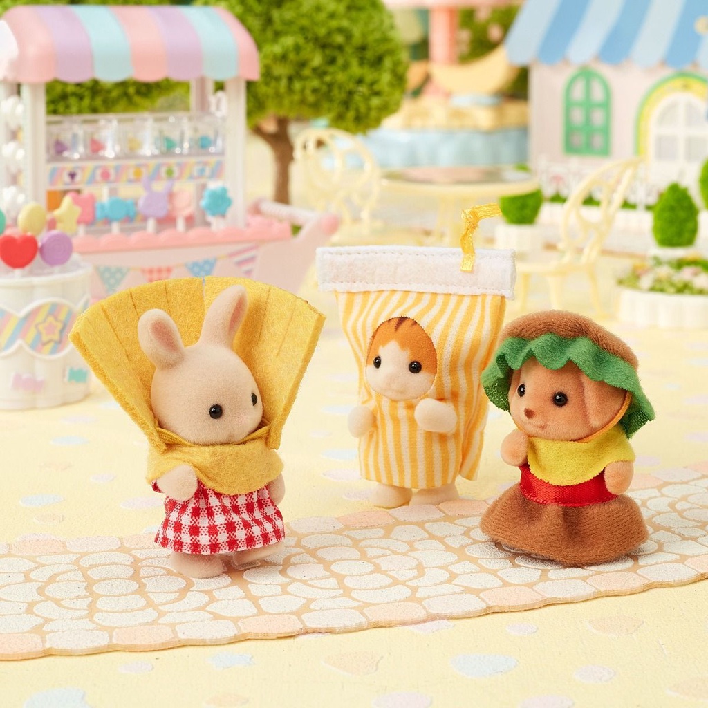 Đồ Chơi Sylvanian Families Bộ 3 Em Bé Siêu Đáng Yêu Baby Trio Cuties Fast Food