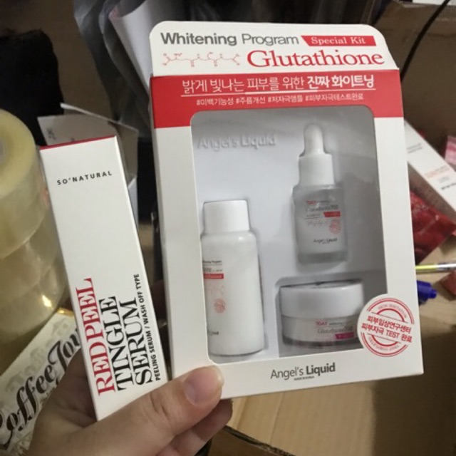 combo serum red peel và set trắng da