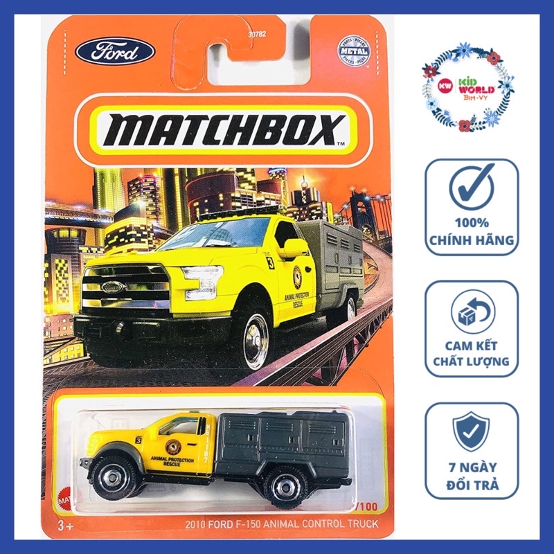 Xe mô hình Matchbox Tải 2010 Ford F-150 Animal Control Truck GVX82.