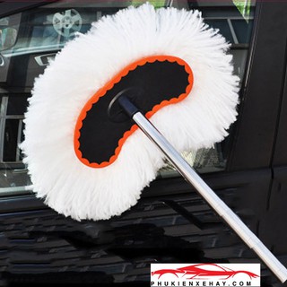 Chổi rửa xe ô tô cán dài chuyên dụng (100cm) ẢNH THẬT | Chổi bông nhẹ khi dùng chung với nước rửa
