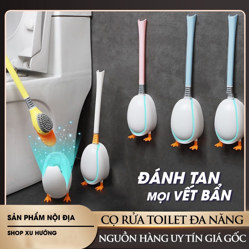 Cọ bồn cầu toilet gắn tường hình chú vịt ngộ nghĩnh | Chất liệu TPR cao cấp siêu mềm mại,làm sạch mọi vết bẩn