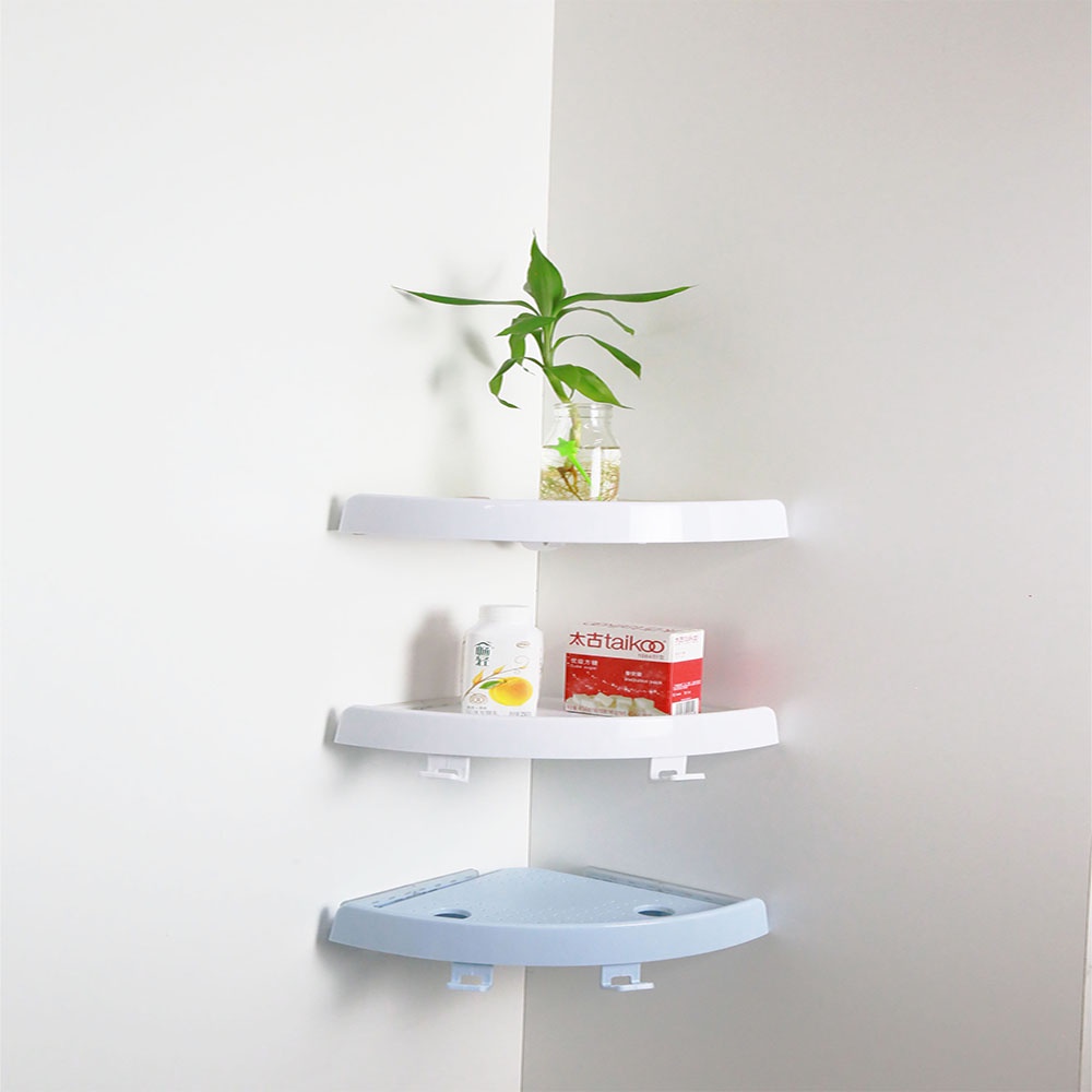 Kệ góc nhà tắm hút chân không chịu lực tốt kèm móc treo tiện lợi