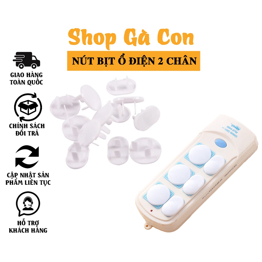 Nút bịt ổ điện - Bịt ổ cắm điện hai chân bằng nhựa màu trắng