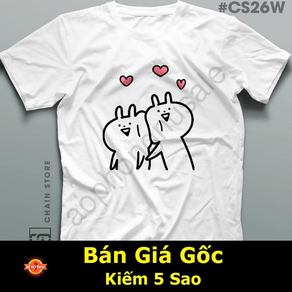[ảnh thật]  Áo phông icon 2 con thỏ dễ thương