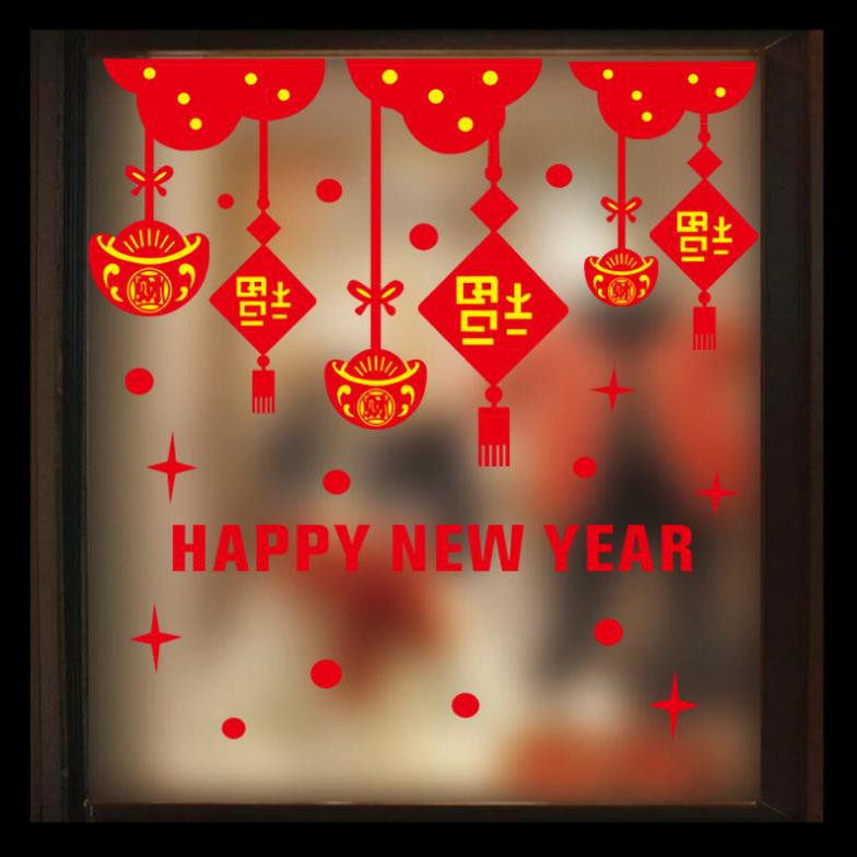 Decal trang trí tết hít tĩnh điện ( ko keo ) - H009