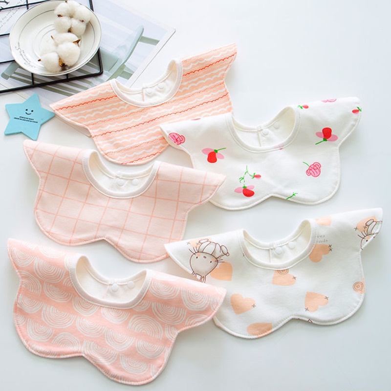 Yếm Ăn Cotton Có Thể Xoay 360 Độ Chống Nước Bọt 24 Giờ Tiện Dụng Cho Bé