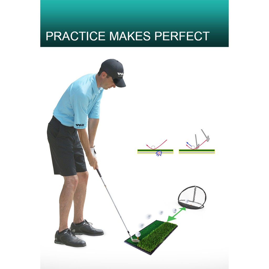 THẢM TẬP SWING GOLF ( Tăng kèm tee cao su)- PGM DOUBLE GRASS MINI HITTING MAT