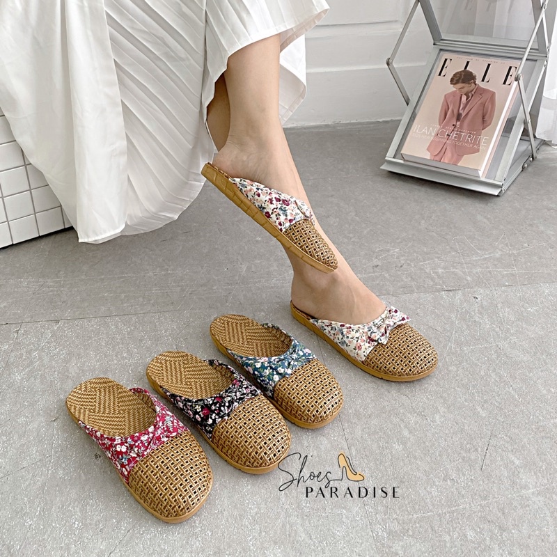 Dép cói siêu nhẹ nơ đi biển dép cối nữ đi trong nhà shoes paradise DCXIN
