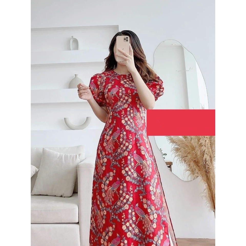 Sét Áo Dài Vai Bồng Cổ Tròn Đủ Màu Sắc Cho Các Nàng Yêu Thích - Mã A14