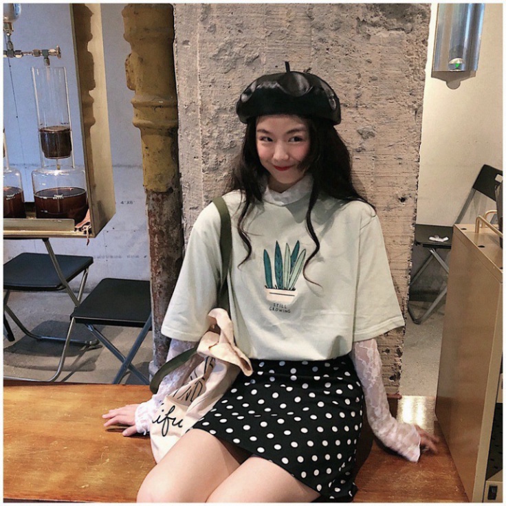 Ao thun tay lỡ, áo phông form rộng 5 lá cây still growing kute phô mai | BigBuy360 - bigbuy360.vn