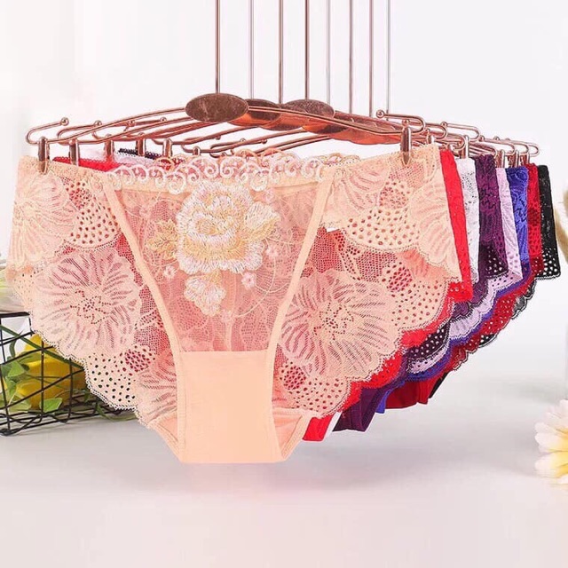 Sỉ lố 10 quần lót ren đáp hoa hồng siêu quyến rũ cho nữ, mã 828