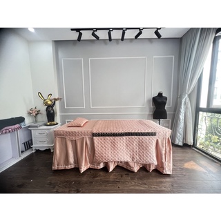 bộ ga phi bóng chần bông mã màu mới cho giường spa, giường mi, phun xăm