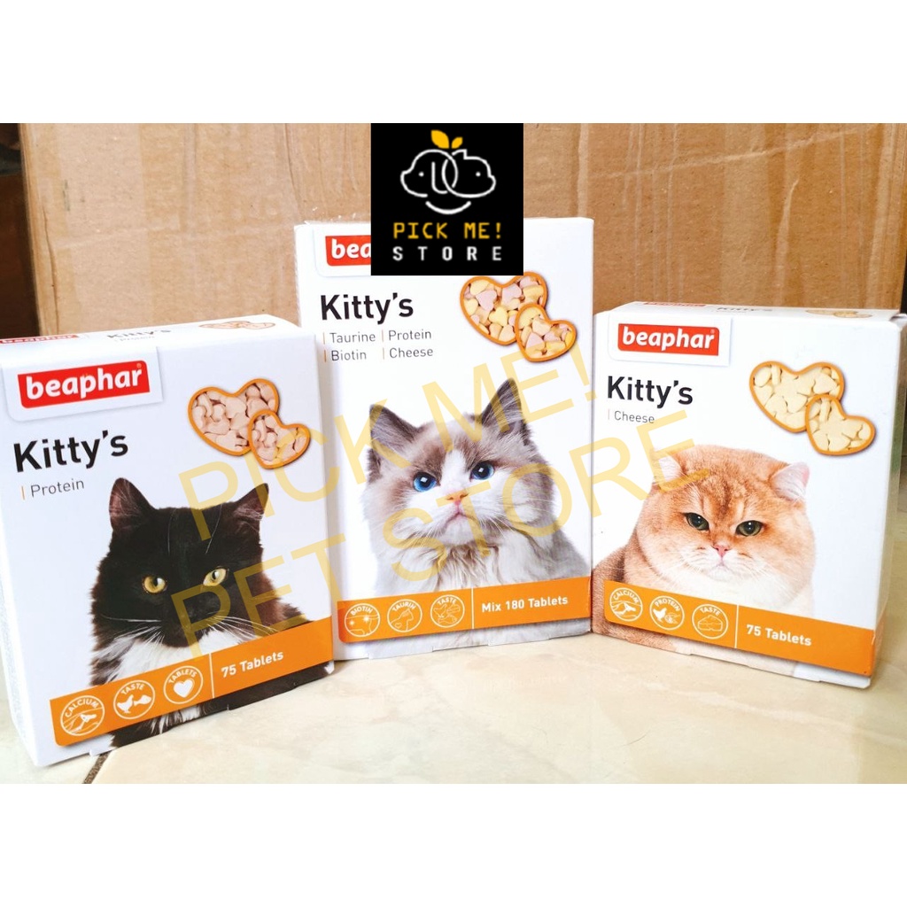 BEAPHAR Kitty's Taurine, Biotin - Viên Hỗ Trợ Tim Mạch, Mắt Sáng, Mượt Lông, Tăng Nọng Cho Mèo