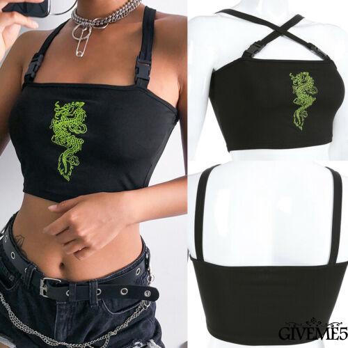 Áo Lửng Hai Dây Thêu Họa Tiết Con Rồng Phong Cách Trung Hoa Quyến Rũ Dành Cho Nữ