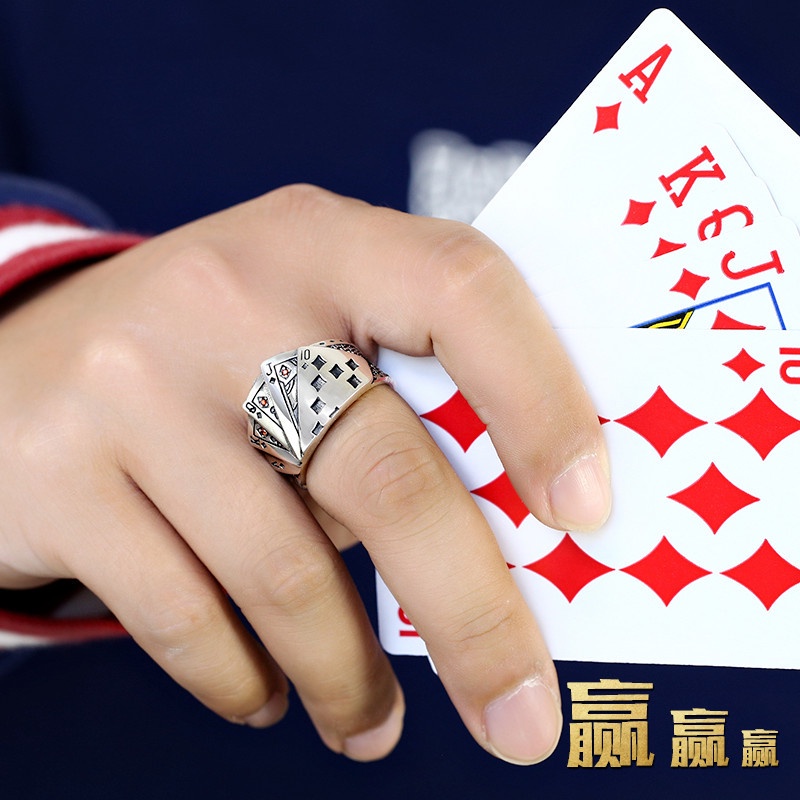 Nhẫn Bạc Thái Hình Lá Bài Poker Cho Nam Và Nữ