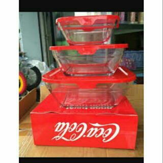 Combo 3 bộ thố thủy tinh coca