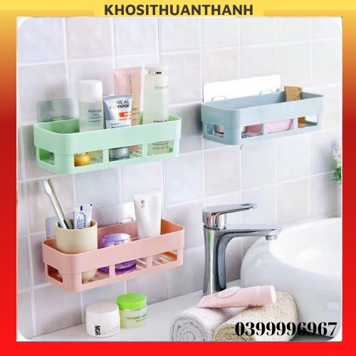 Khay đựng vật dụng dán tường không cần khoan tường Khay nhựa hình chữ nhật để đồ nhà bếp nhà tắm (khosithuanthanh)