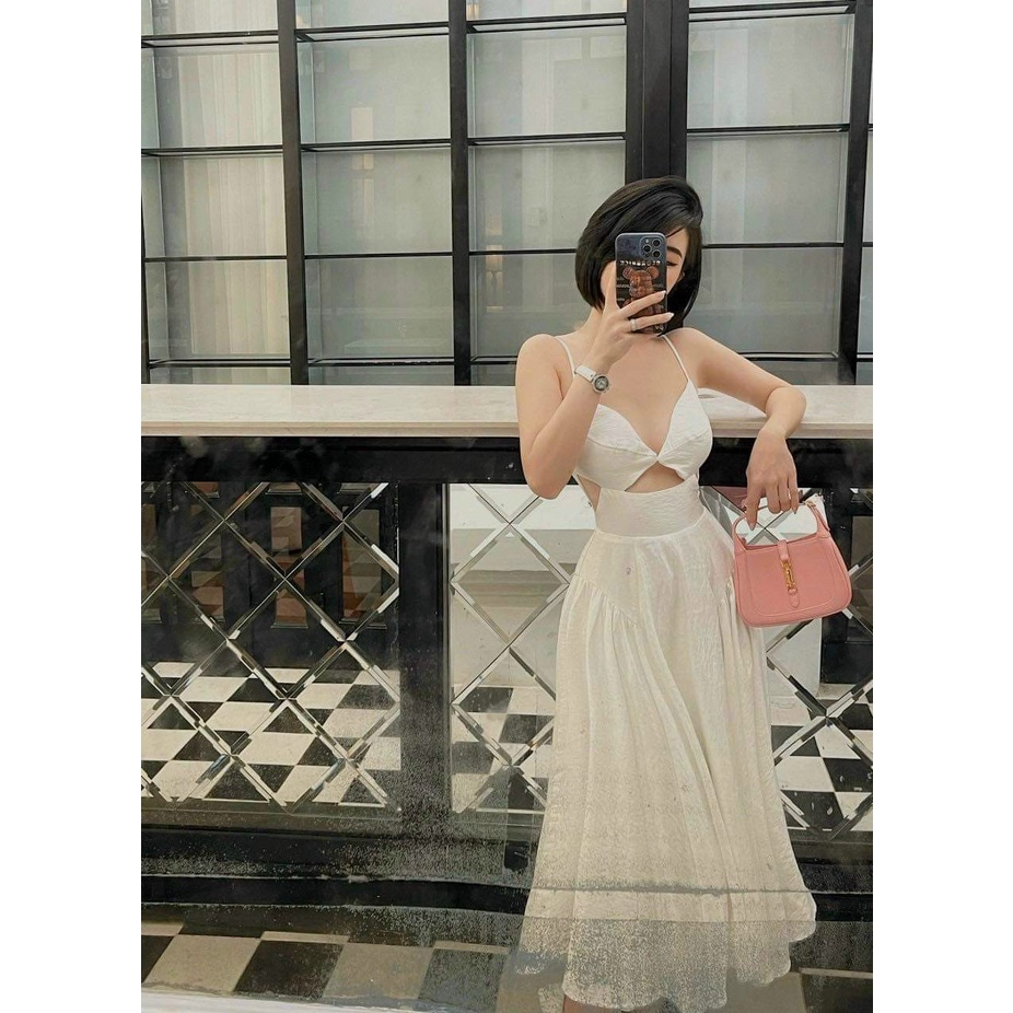 Váy đầm nữ maxi hai dây dáng xòe khoét eo gợi cảm xinh xắn