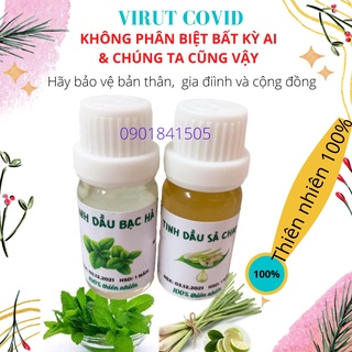 Tinh dầu bạc hà, sả chanh nguyên chất 10 ml nhà gia công