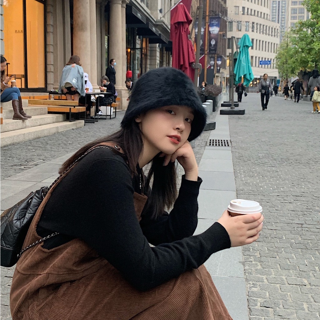 Nón tai bèo lông thỏ phong cách Hàn Quốc thời trang thu đông cho nữ