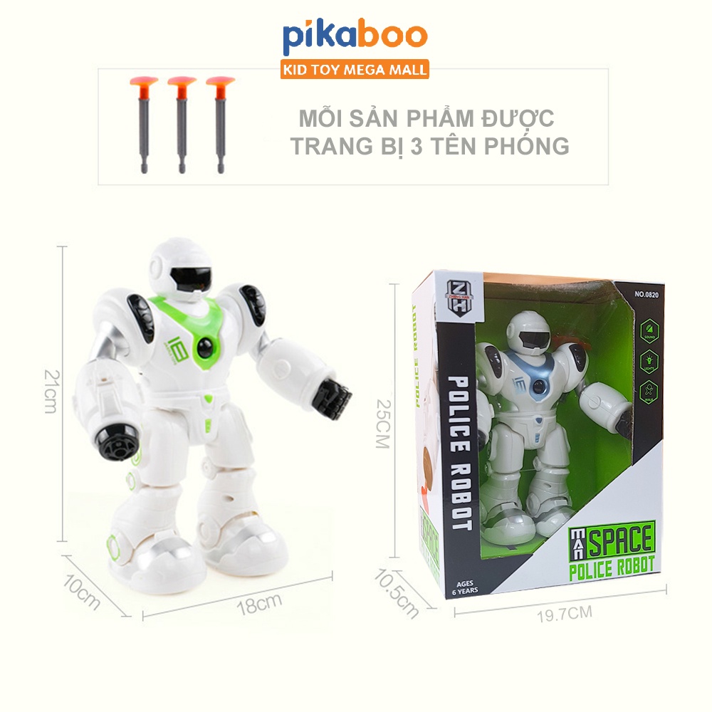 Robot cảnh sát cao cấp Pikaboo có đèn phát sáng và âm thanh kèm 3 mũi tên mút cao su
