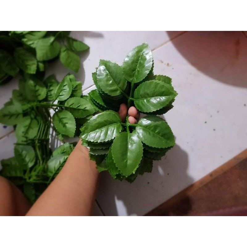 Lá Hồng Giả 2 Nhánh , 6 Lá Loại Đẹp