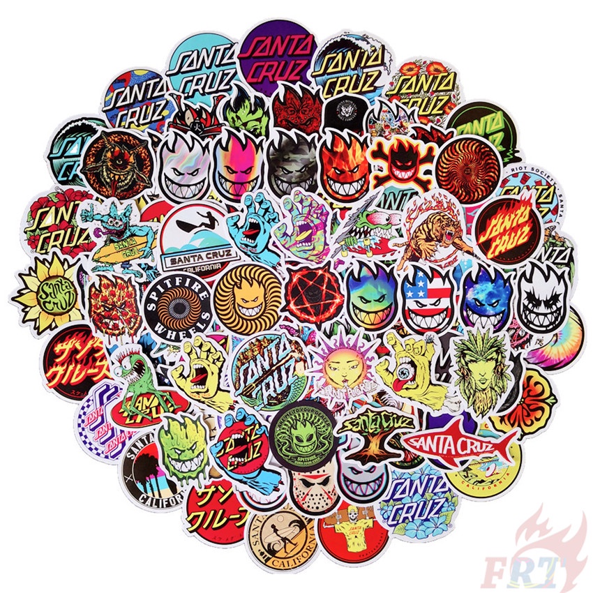 Bộ 100 Miếng Dán Logo Thời Trang Chống Thấm Nước Trang Trí Ván Trượt